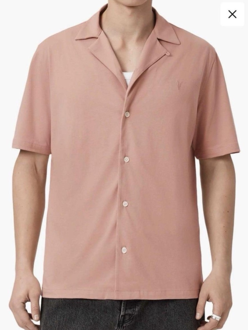 All Saints Men’s Venice Short-Sleeve Button-Down Shirt in Dusty Rose